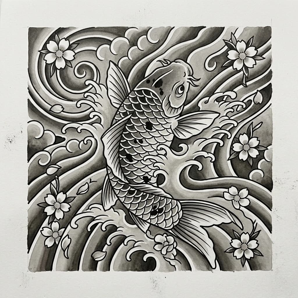 Generated koi tattoo design